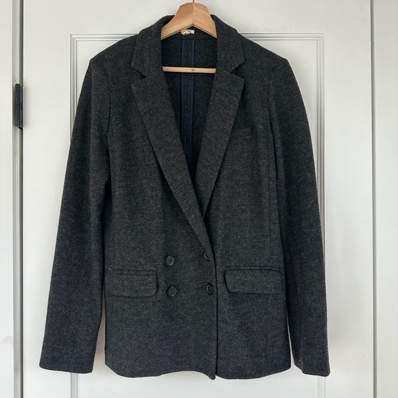 J.Crew Wool Benny Blazer Women's Double Breasted Charcoal Gray Sz 4 - Picture 1 of 12